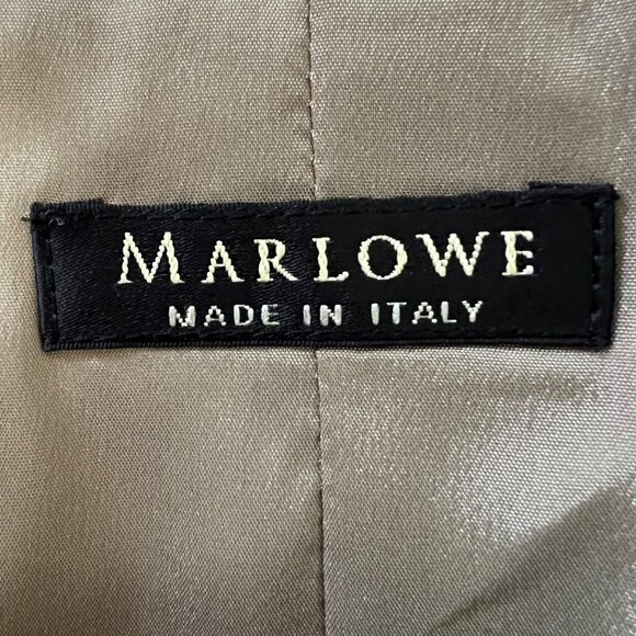 Marlowe Italy Womens Tan 2 Piece Suit Skirt Jacket Silk Cotton size IT 40 US 6 - Picture 12 of 14